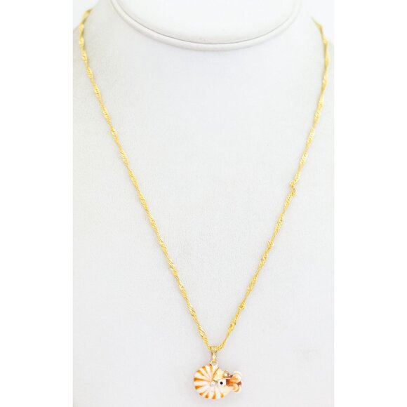 20 inch, Vintage Shell-shaped Pendant Gold Tone Necklace - P1 - Picture 2 of 3